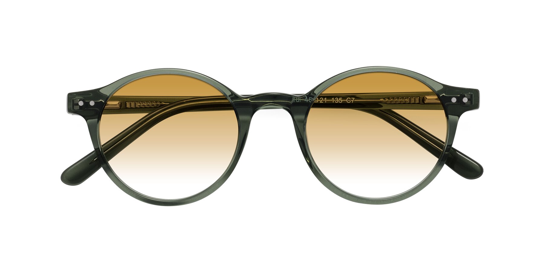 Folded Front of Jardi in Transparent Green with Champagne Gradient Lenses