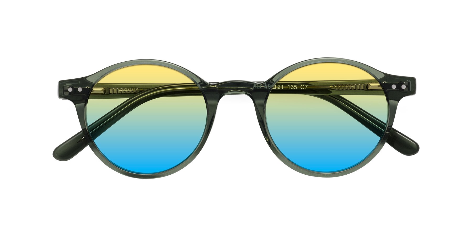 Folded Front of Jardi in Transparent Green with Yellow / Blue Gradient Lenses