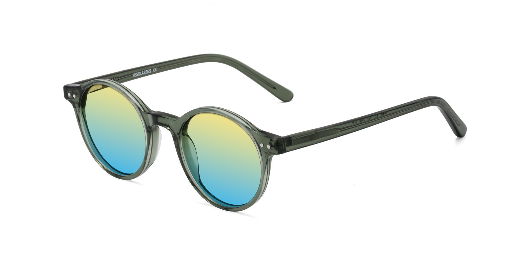 Angle of Jardi in Transparent Green with Yellow / Blue Gradient Lenses