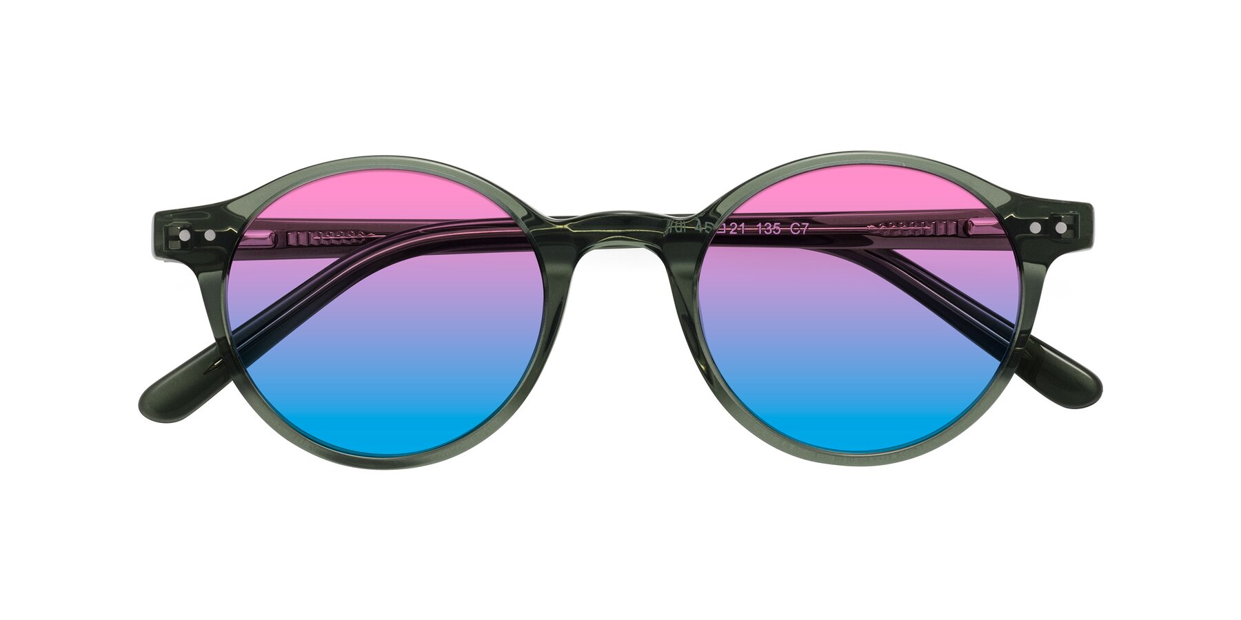 Folded Front of Jardi in Transparent Green with Pink / Blue Gradient Lenses