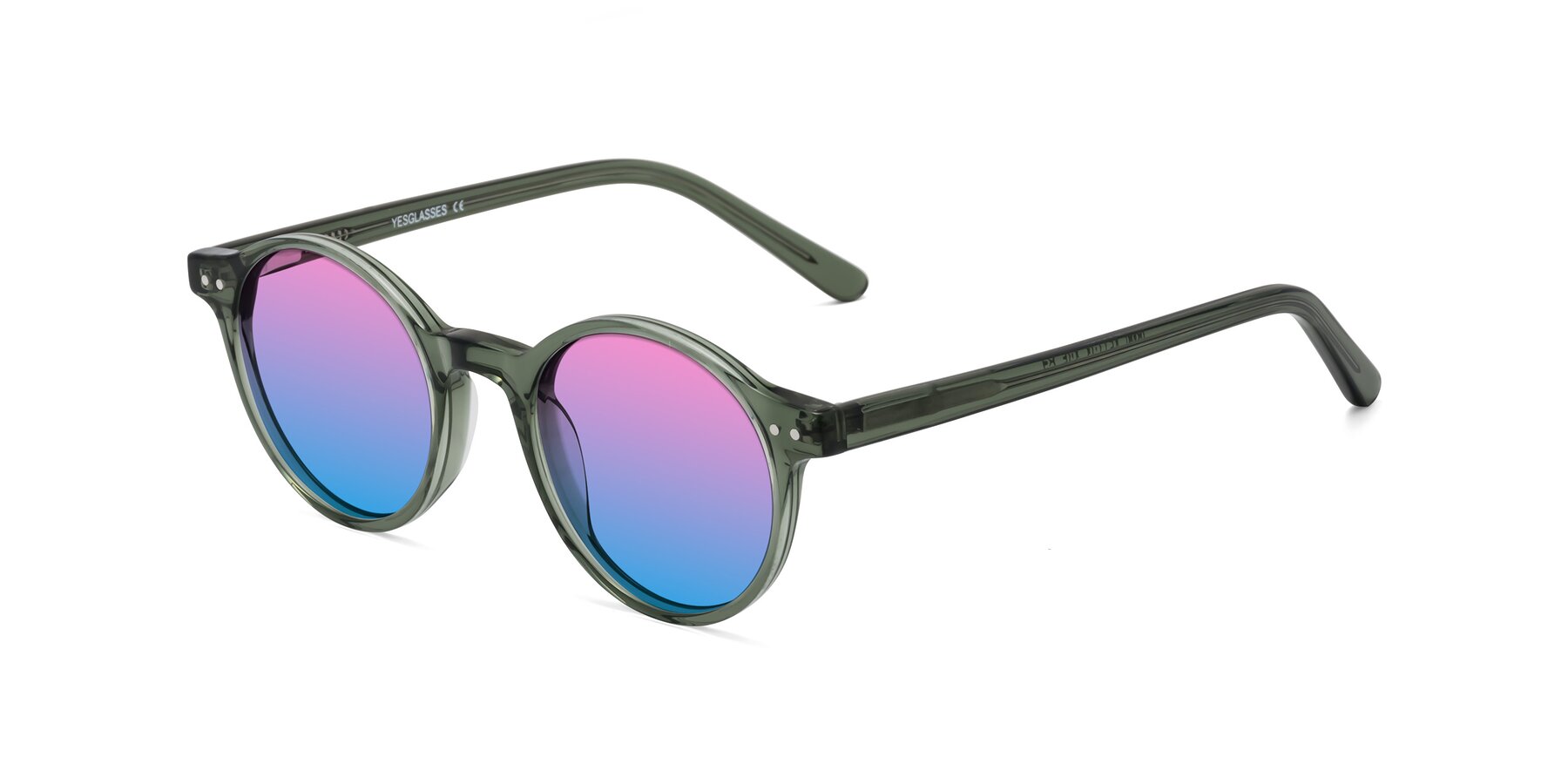 Angle of Jardi in Transparent Green with Pink / Blue Gradient Lenses