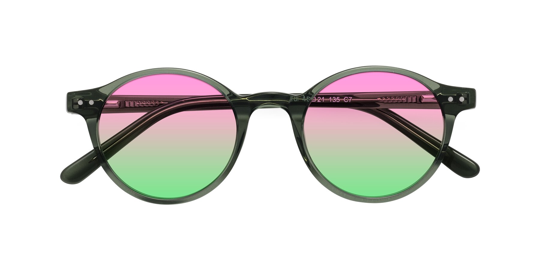 Folded Front of Jardi in Transparent Green with Pink / Green Gradient Lenses