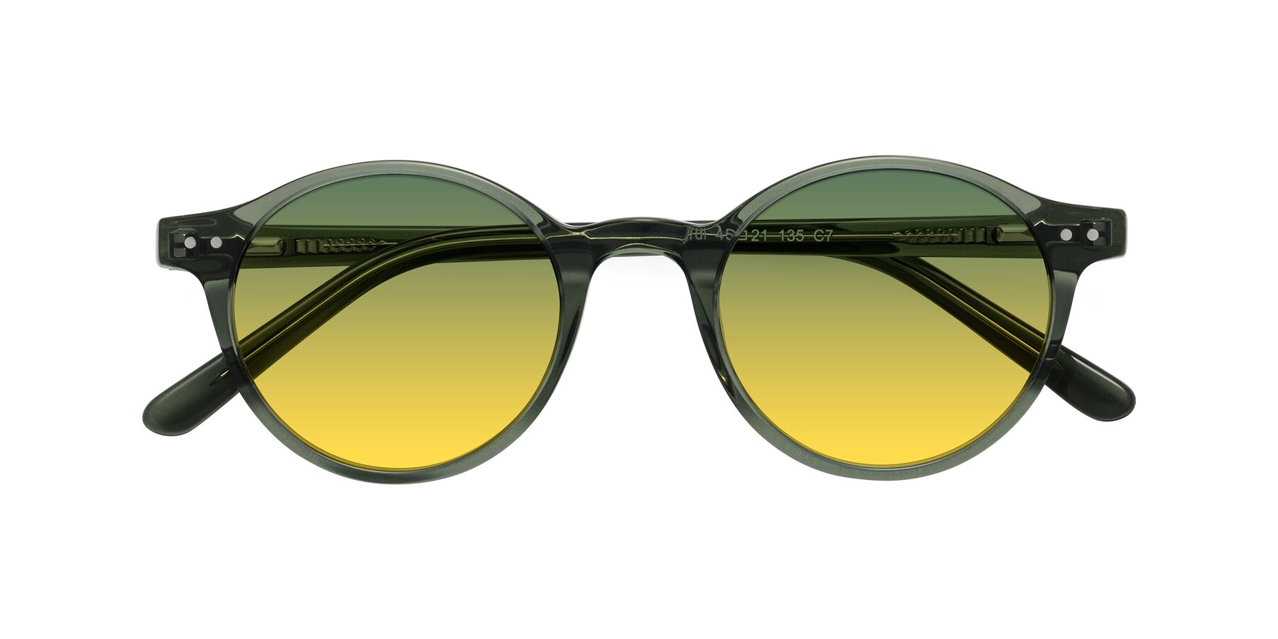 Folded Front of Jardi in Transparent Green with Green / Yellow Gradient Lenses