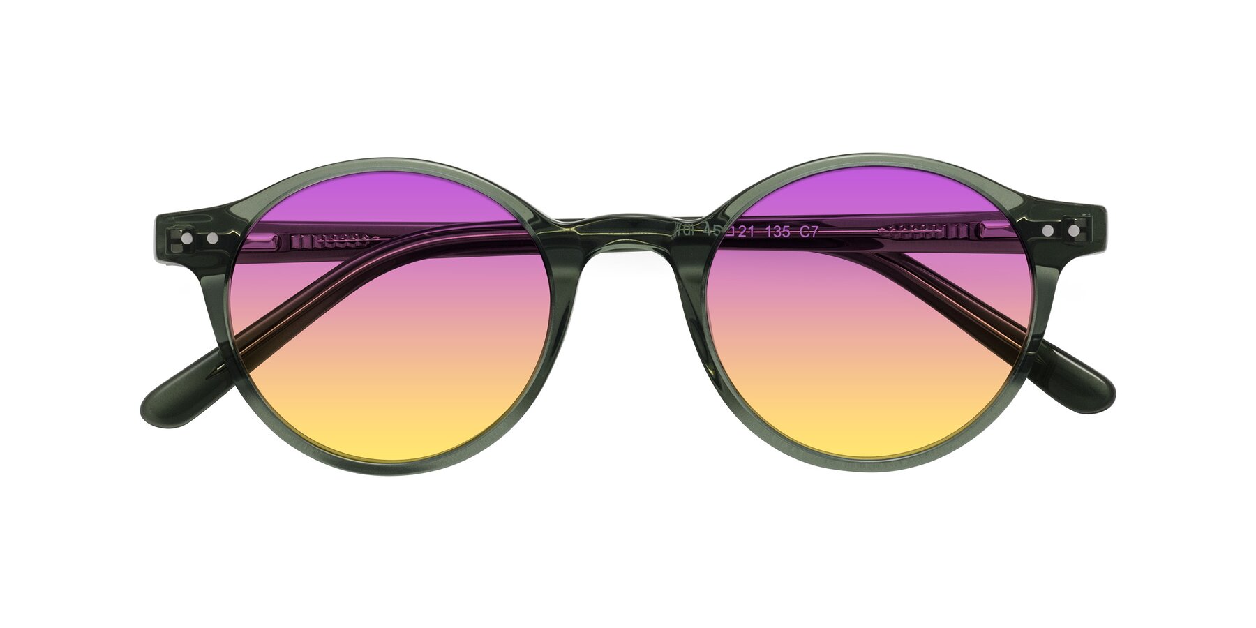 Folded Front of Jardi in Transparent Green with Purple / Yellow Gradient Lenses