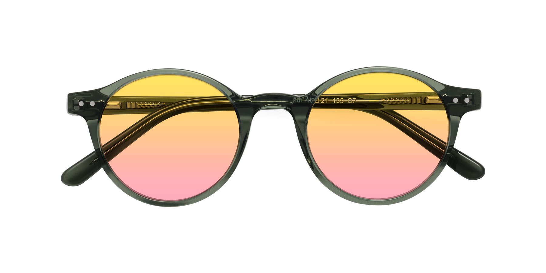 Folded Front of Jardi in Transparent Green with Yellow / Pink Gradient Lenses