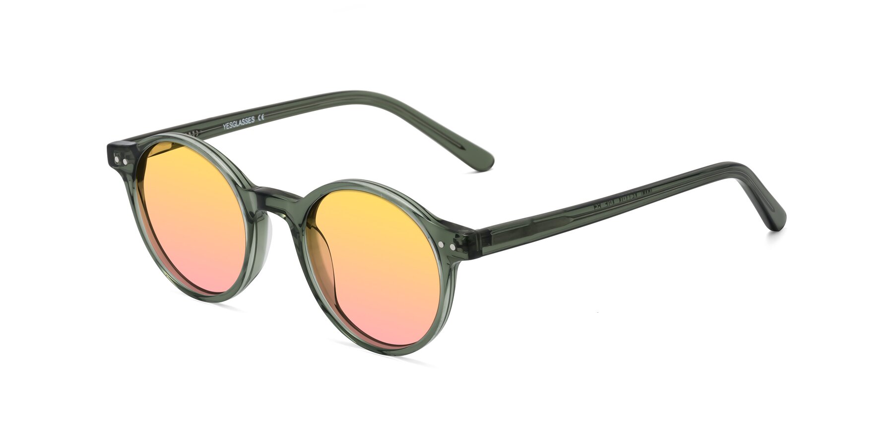 Angle of Jardi in Transparent Green with Yellow / Pink Gradient Lenses