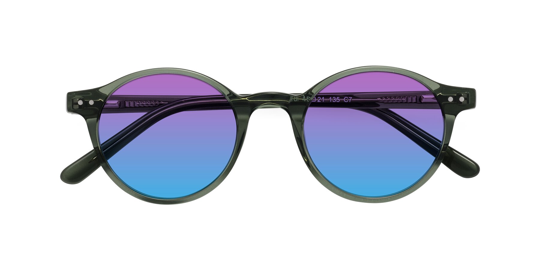 Folded Front of Jardi in Transparent Green with Purple / Blue Gradient Lenses