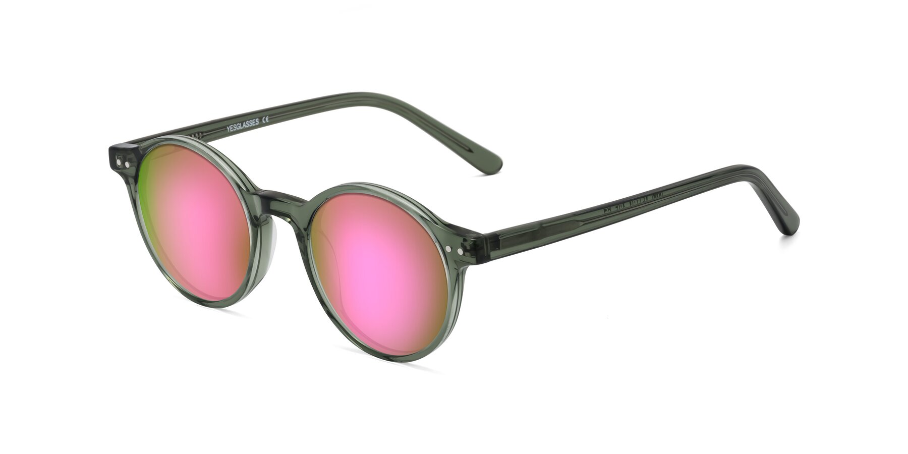 Angle of Jardi in Transparent Green with Pink Mirrored Lenses