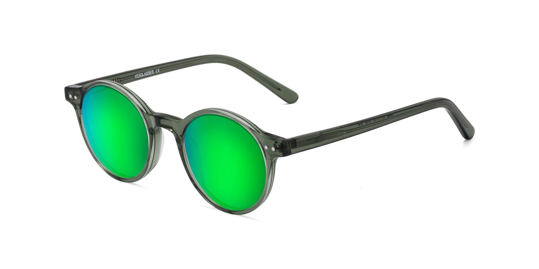 Angle of Jardi in Transparent Green with Green Mirrored Lenses