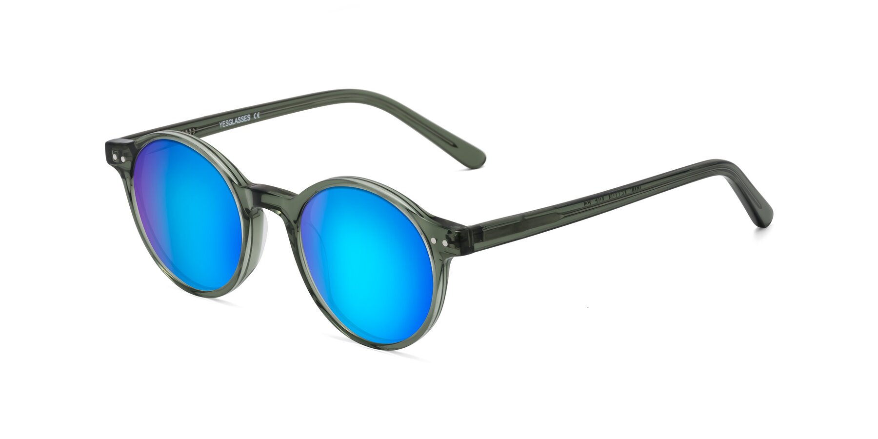 Angle of Jardi in Transparent Green with Blue Mirrored Lenses