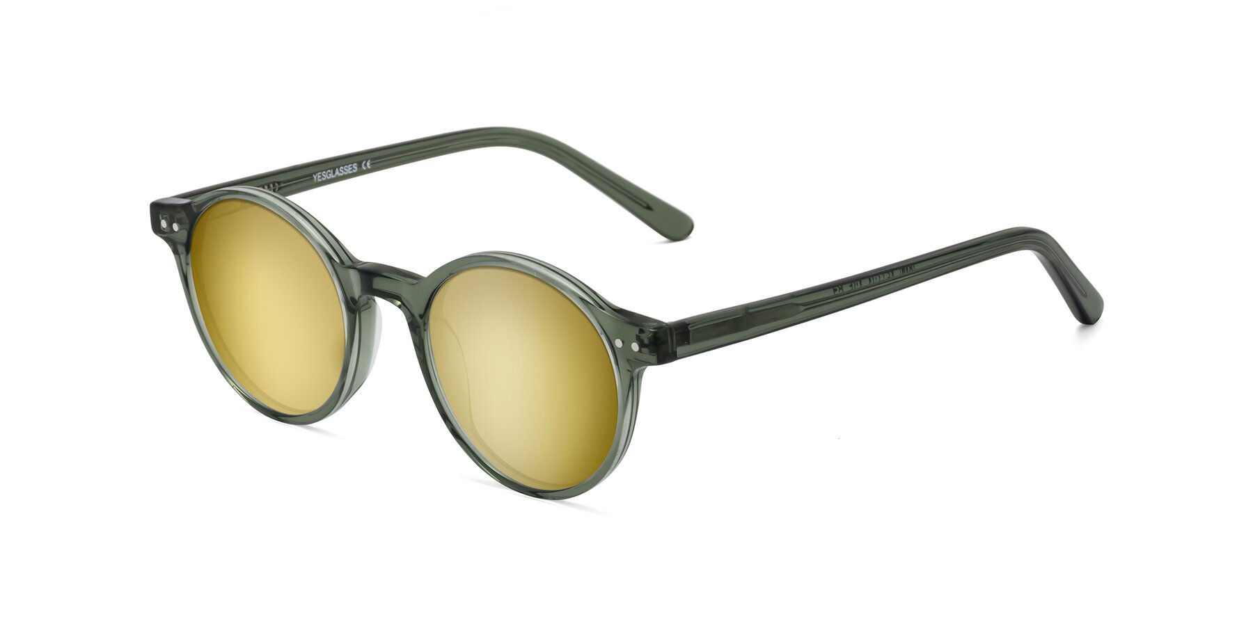 Angle of Jardi in Transparent Green with Gold Mirrored Lenses