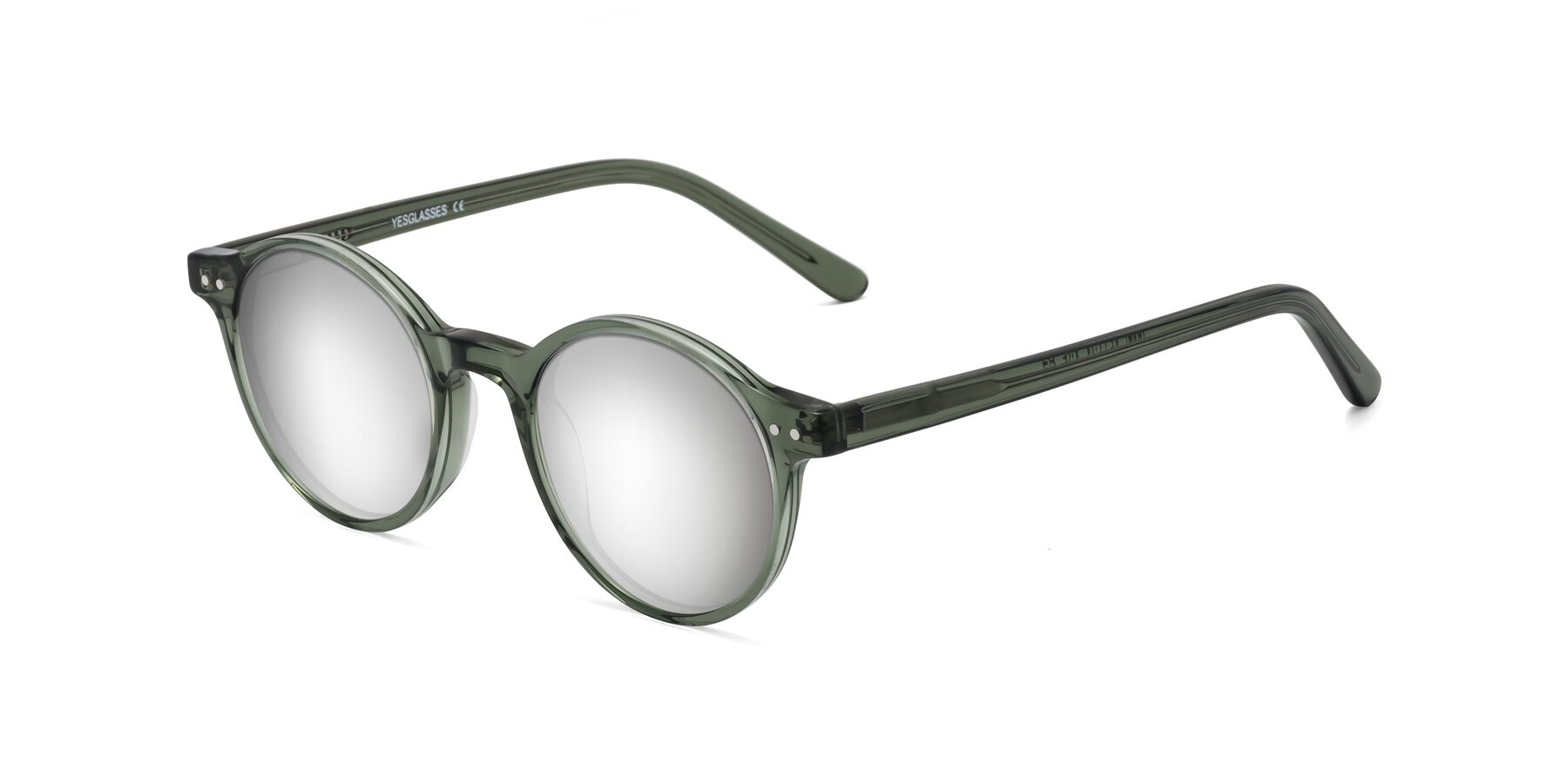 Angle of Jardi in Transparent Green with Silver Mirrored Lenses