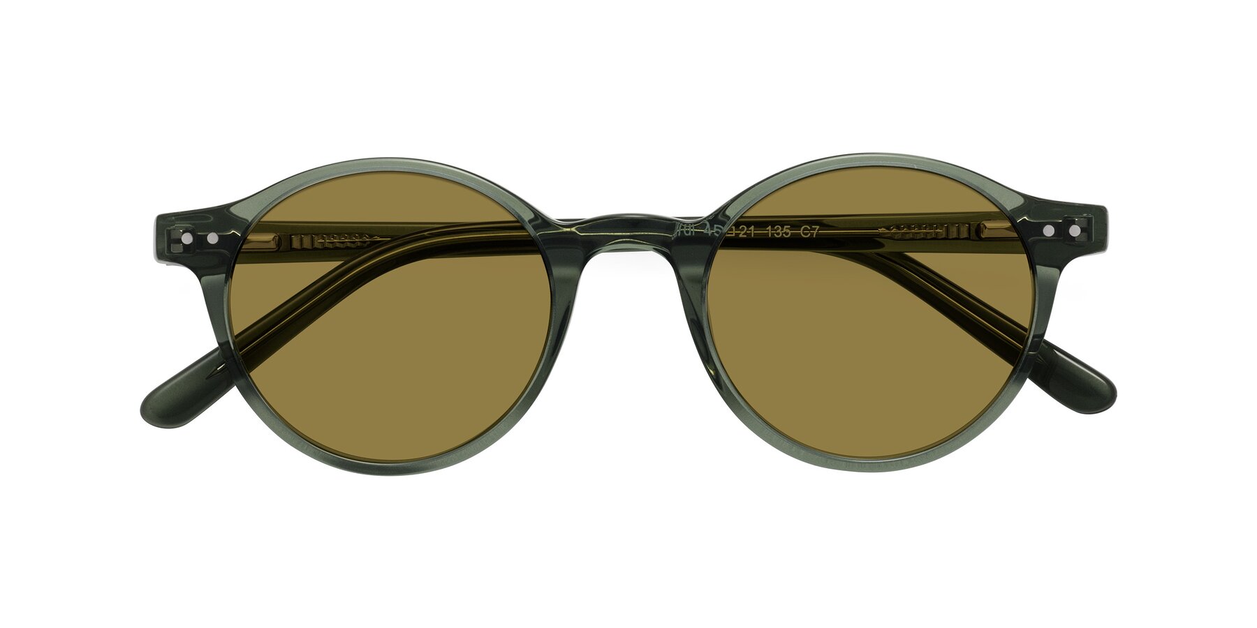 Folded Front of Jardi in Transparent Green with Brown Polarized Lenses