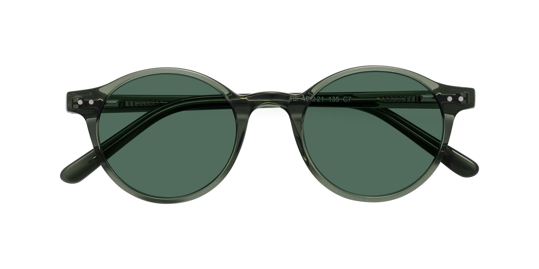 Folded Front of Jardi in Transparent Green with Green Polarized Lenses