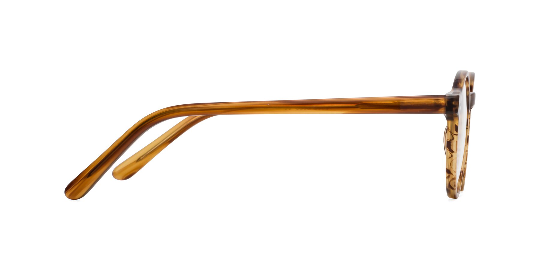 Side of Jardi in Amber Striped with Clear Reading Eyeglass Lenses