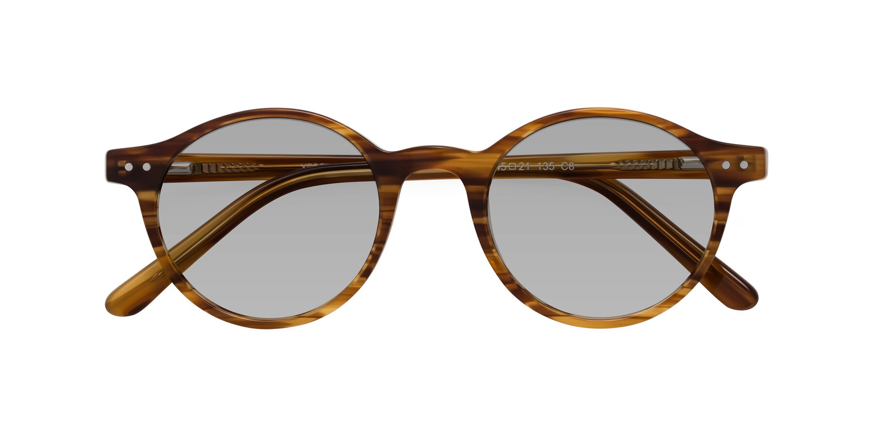 Folded Front of Jardi in Amber Striped with Light Gray Tinted Lenses