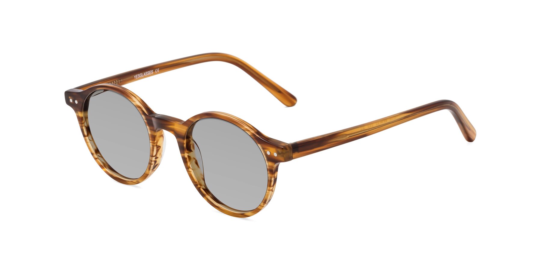 Angle of Jardi in Amber Striped with Light Gray Tinted Lenses