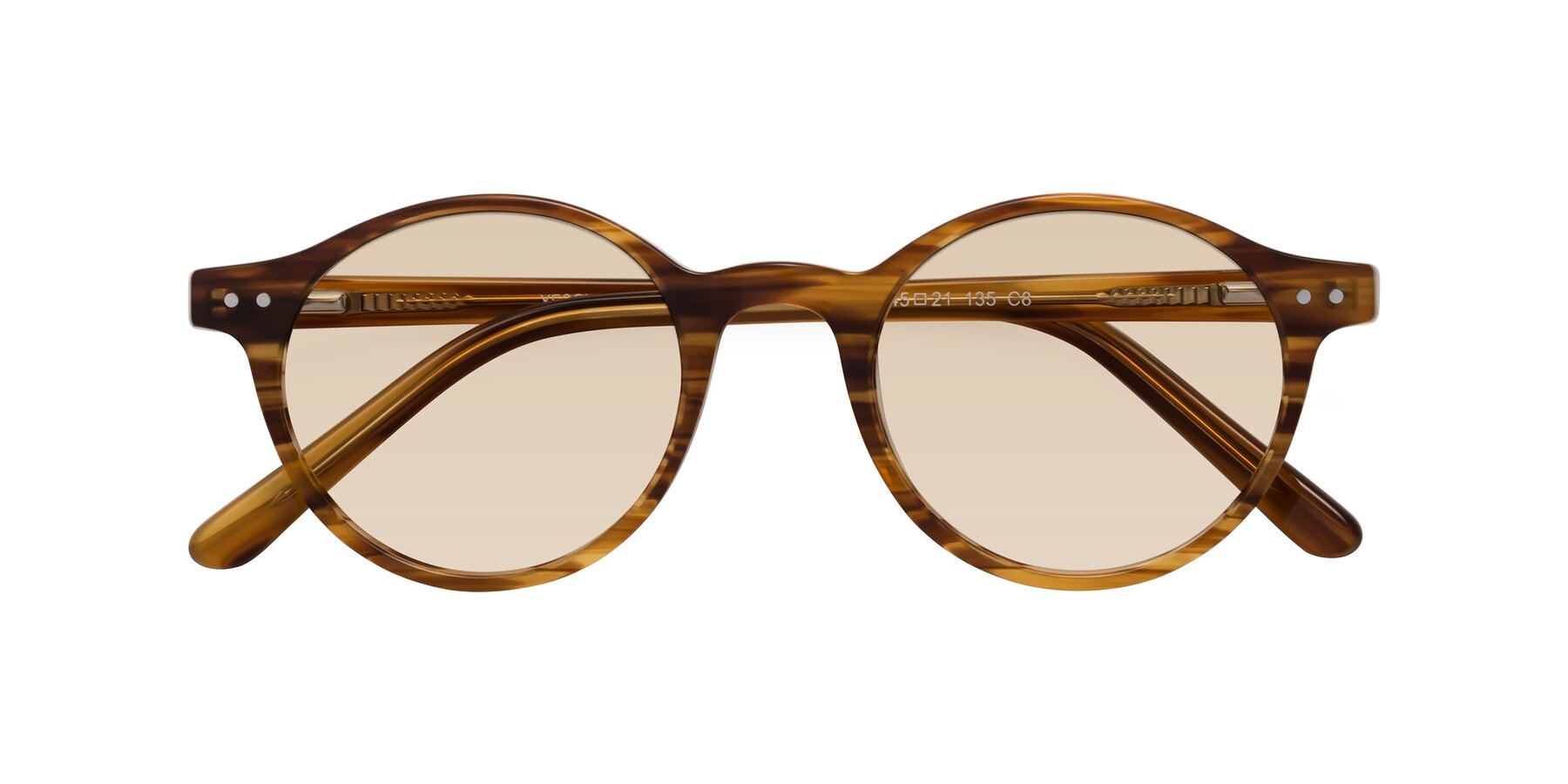 Folded Front of Jardi in Amber Striped with Light Brown Tinted Lenses