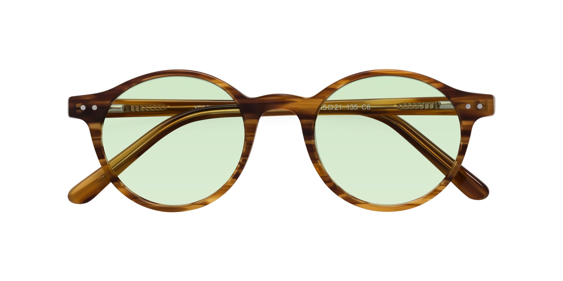 Folded Front of Jardi in Amber Striped with Light Green Tinted Lenses