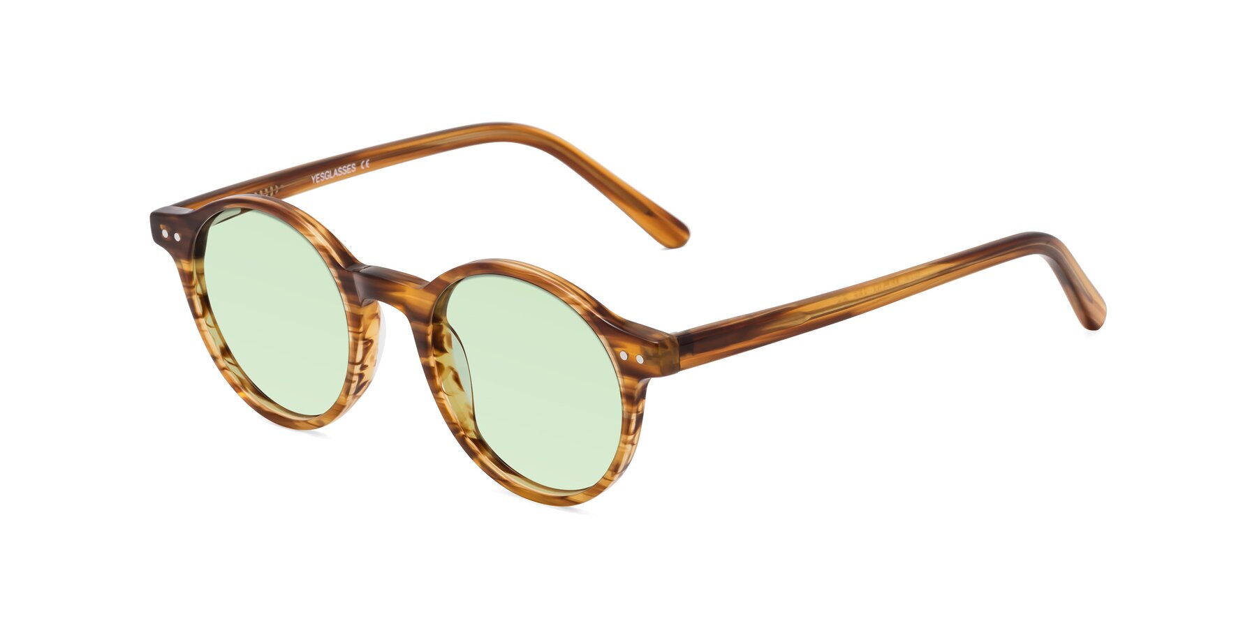 Angle of Jardi in Amber Striped with Light Green Tinted Lenses