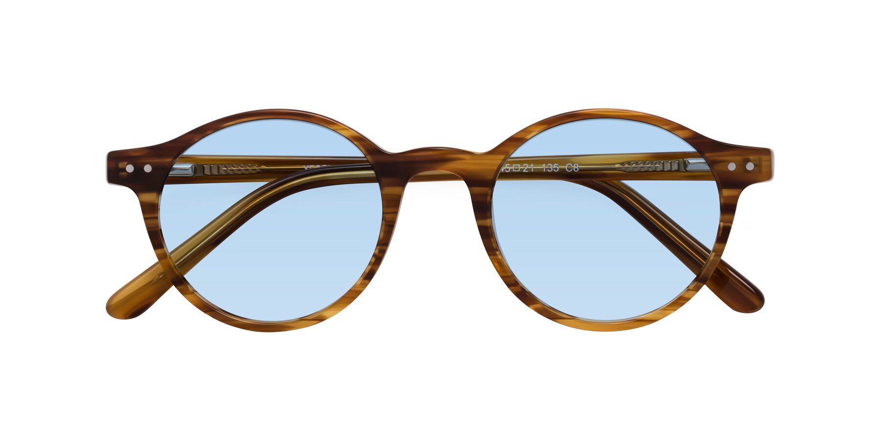 Folded Front of Jardi in Amber Striped with Light Blue Tinted Lenses