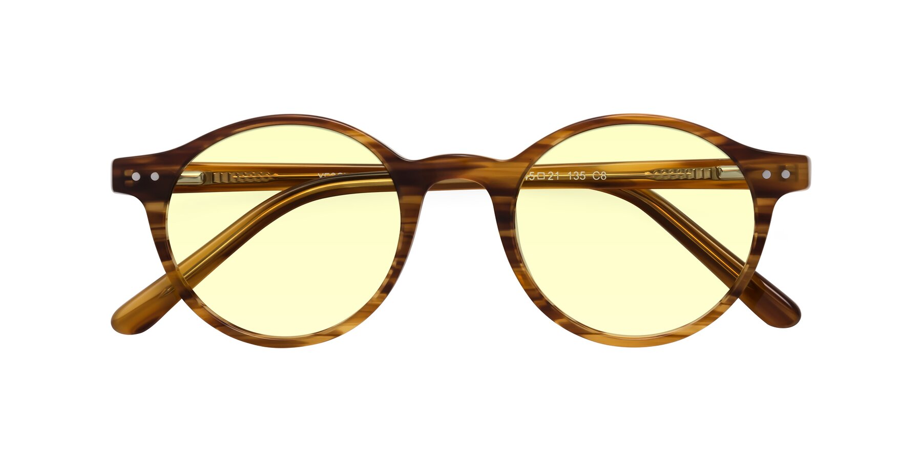 Folded Front of Jardi in Amber Striped with Light Yellow Tinted Lenses