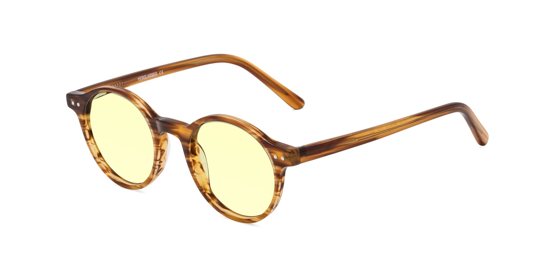 Angle of Jardi in Amber Striped with Light Yellow Tinted Lenses