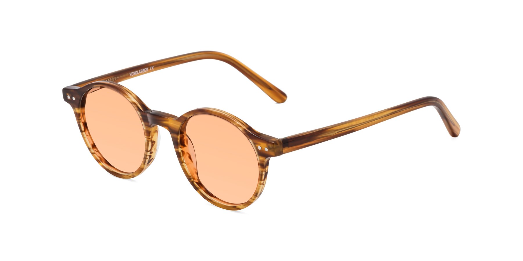 Angle of Jardi in Amber Striped with Light Orange Tinted Lenses