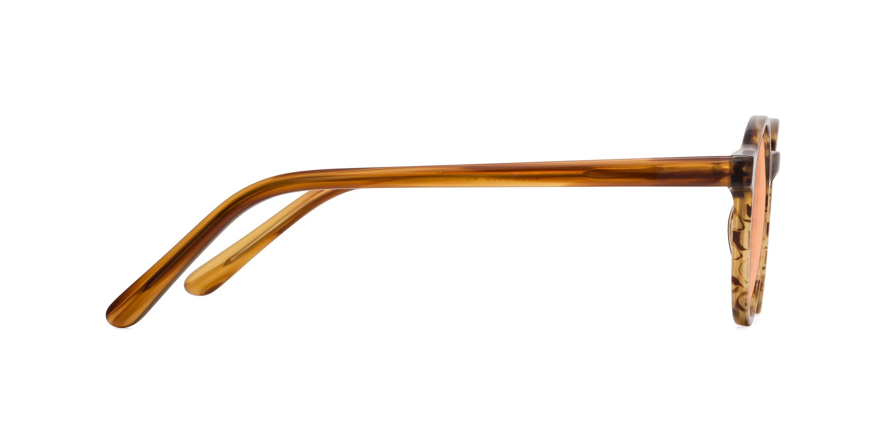 Side of Jardi in Amber Striped with Light Orange Tinted Lenses