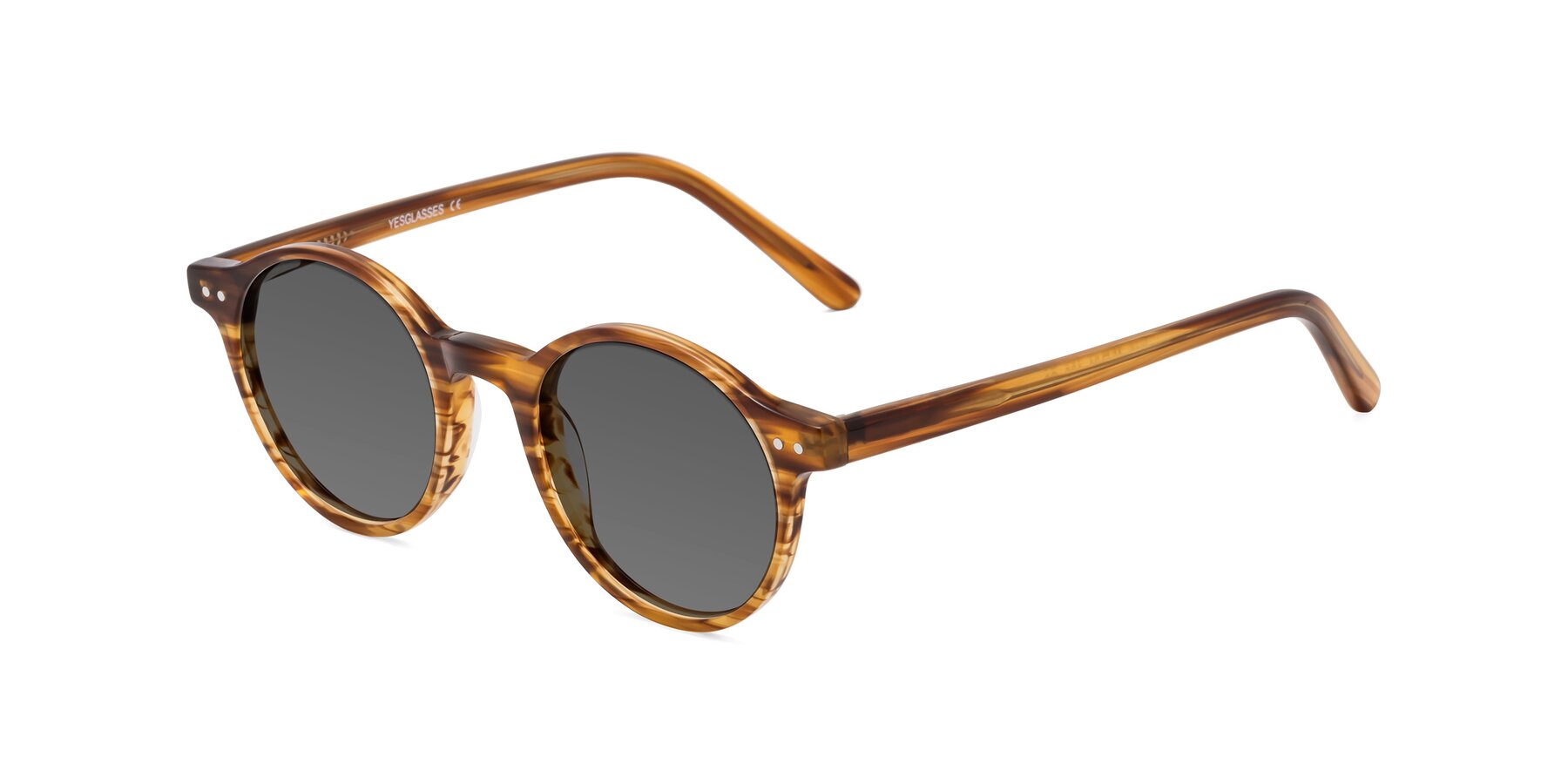 Angle of Jardi in Amber Striped with Medium Gray Tinted Lenses