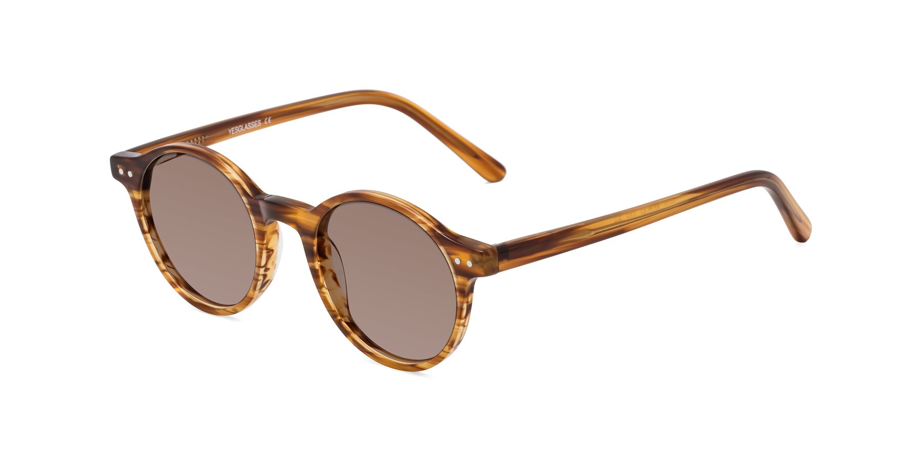 Angle of Jardi in Amber Striped with Medium Brown Tinted Lenses