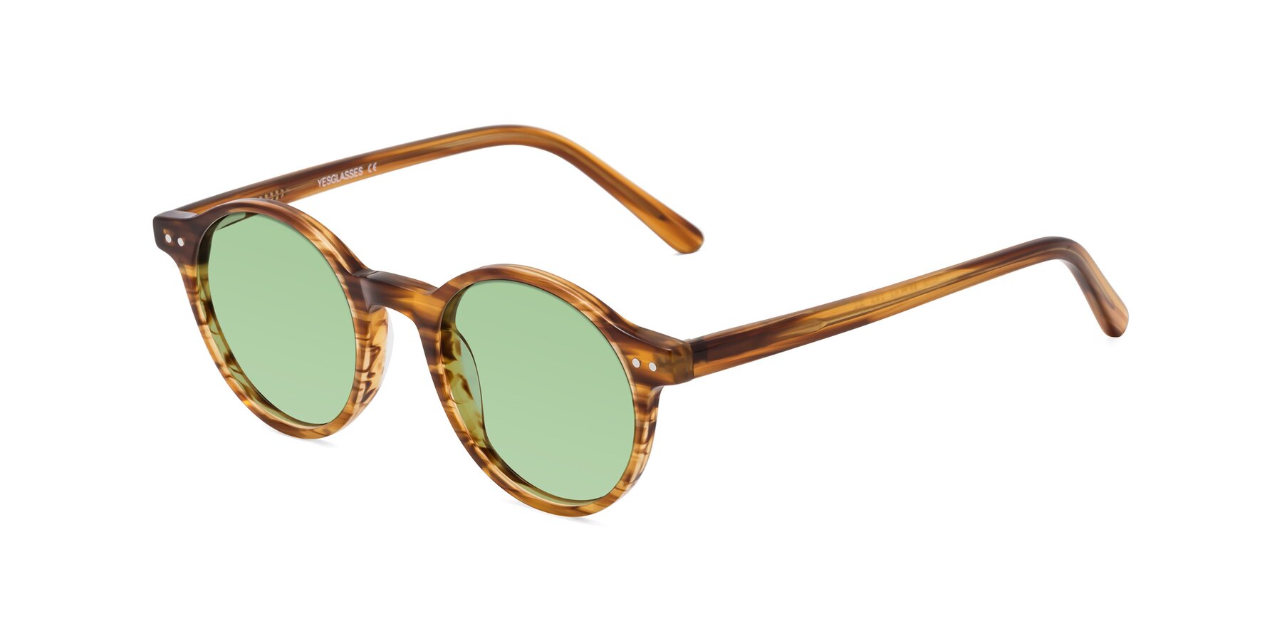 Angle of Jardi in Amber Striped with Medium Green Tinted Lenses