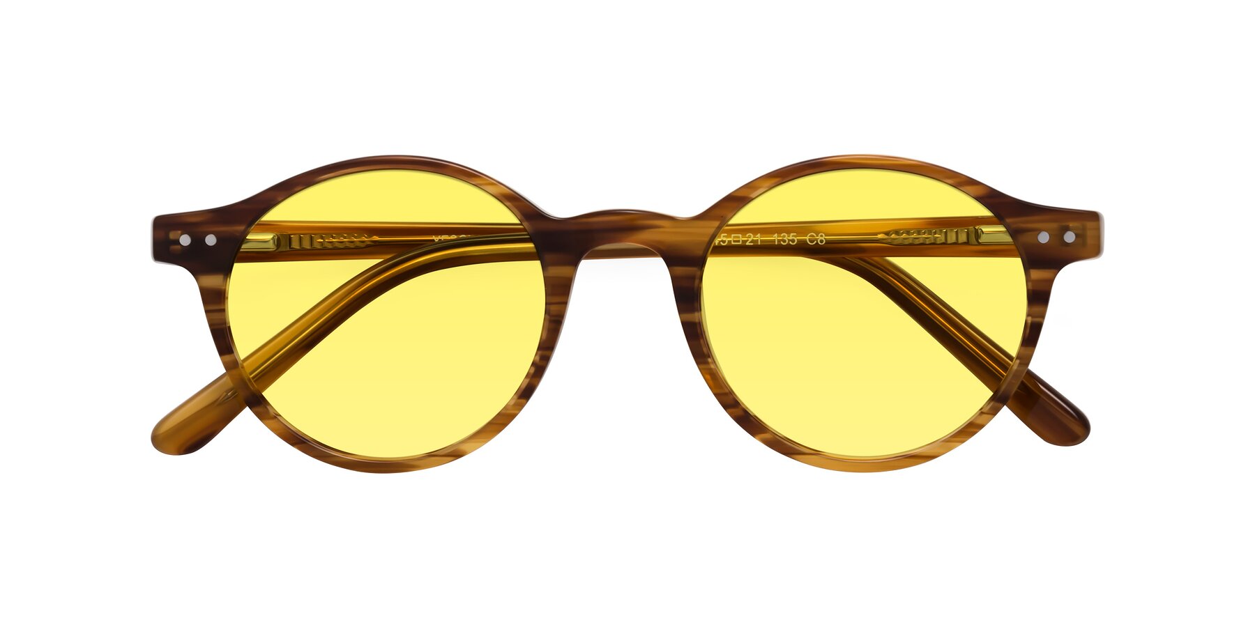 Folded Front of Jardi in Amber Striped with Medium Yellow Tinted Lenses