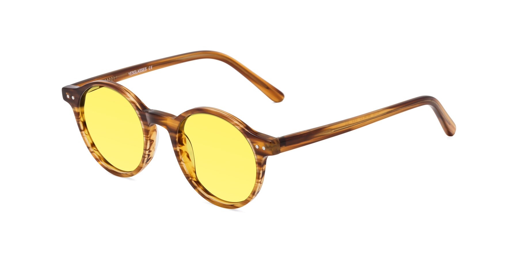 Angle of Jardi in Amber Striped with Medium Yellow Tinted Lenses