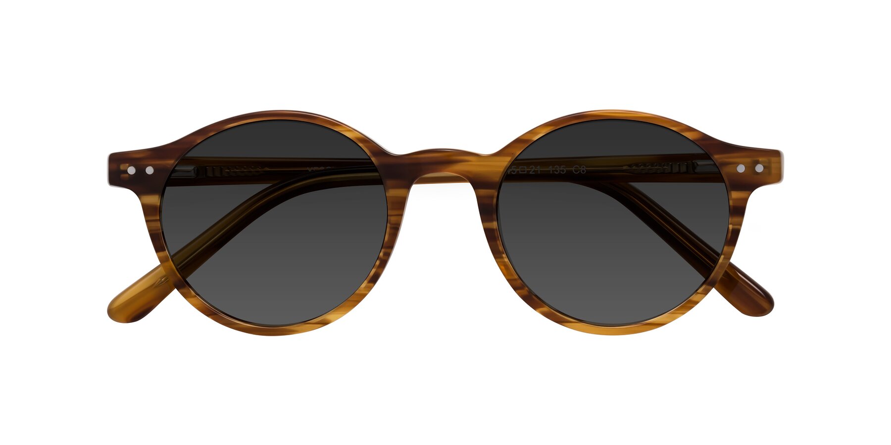 Folded Front of Jardi in Amber Striped with Gray Tinted Lenses