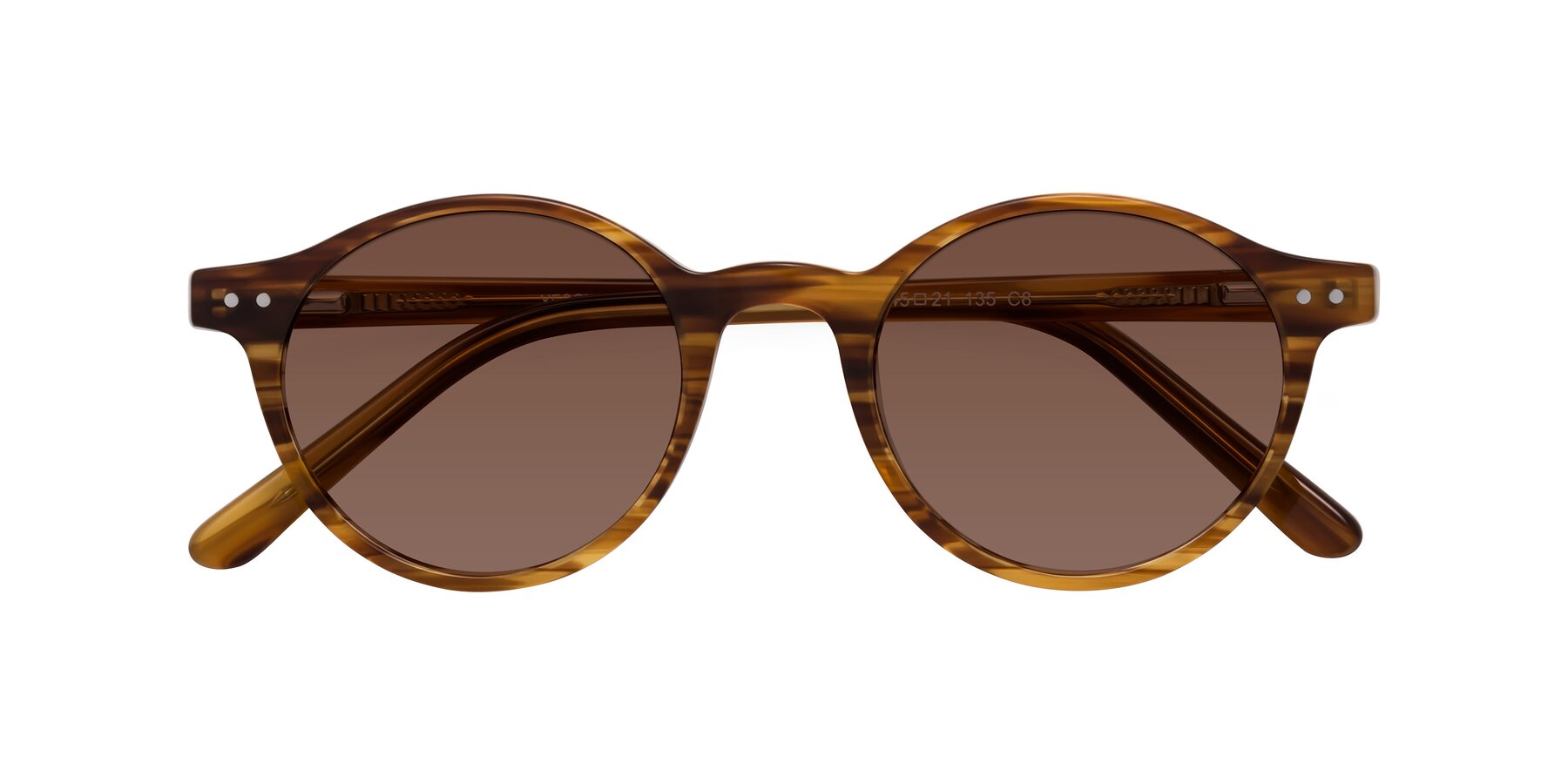 Folded Front of Jardi in Amber Striped with Brown Tinted Lenses