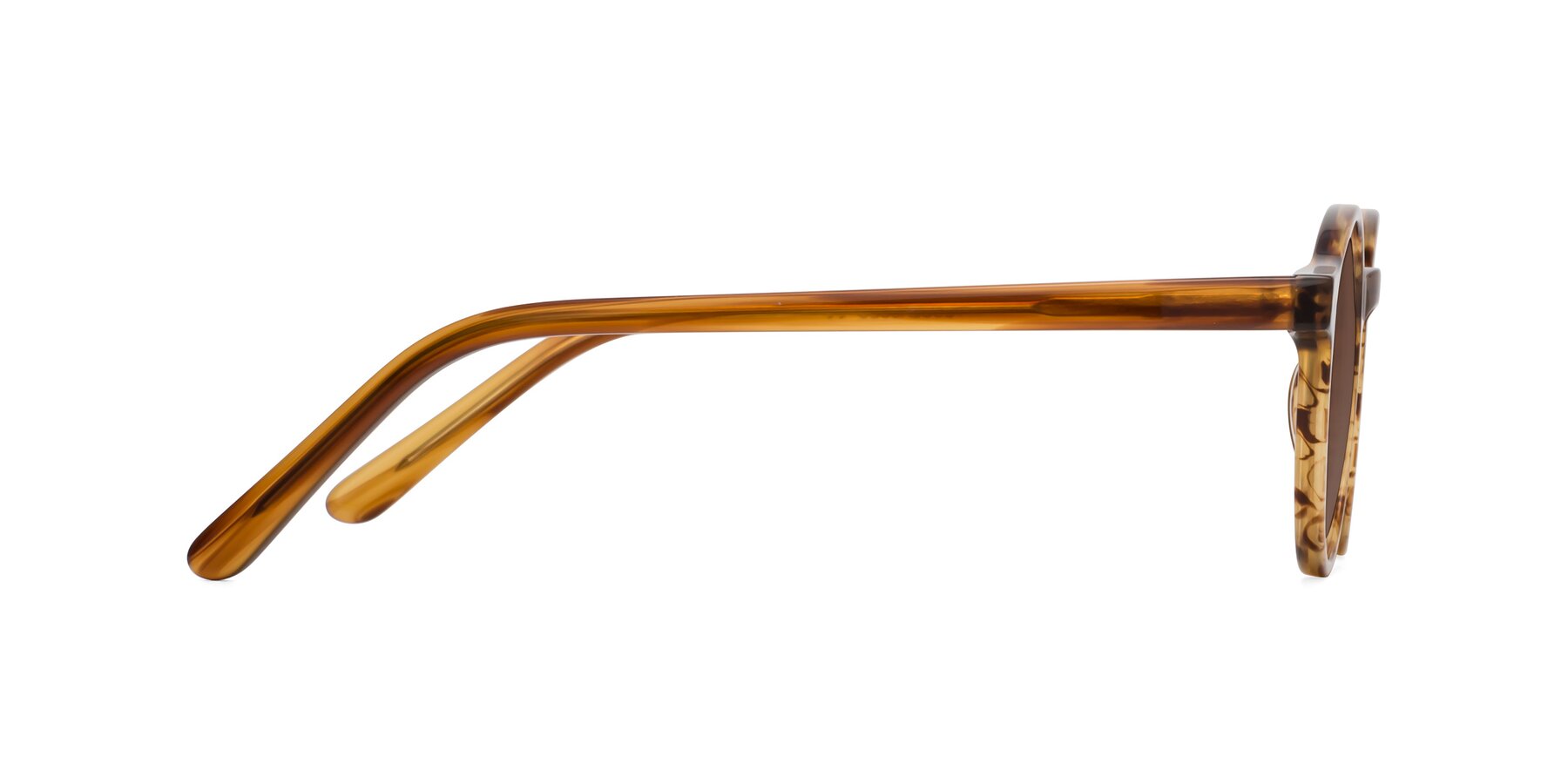 Side of Jardi in Amber Striped with Brown Tinted Lenses