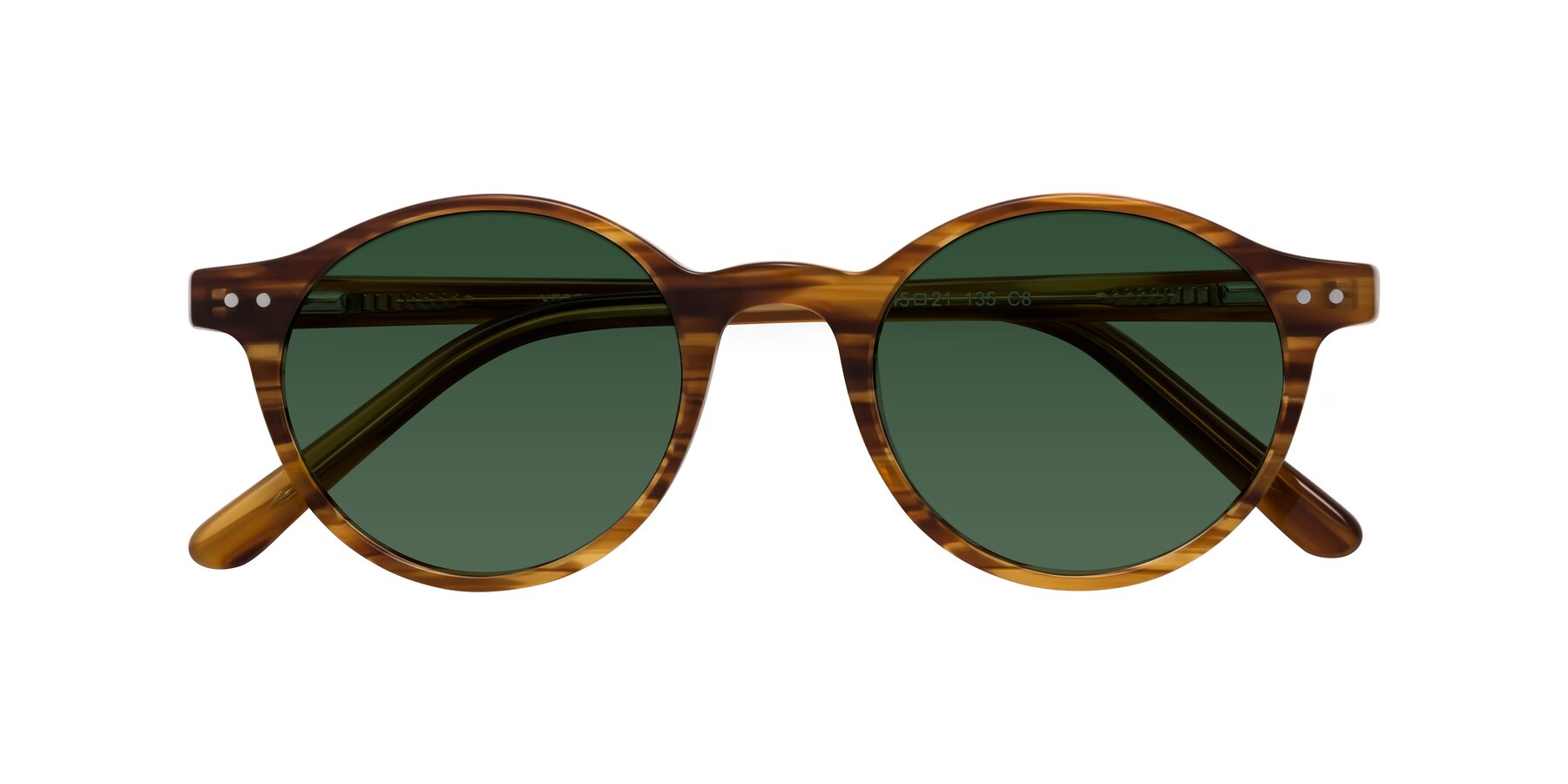 Folded Front of Jardi in Amber Striped with Green Tinted Lenses