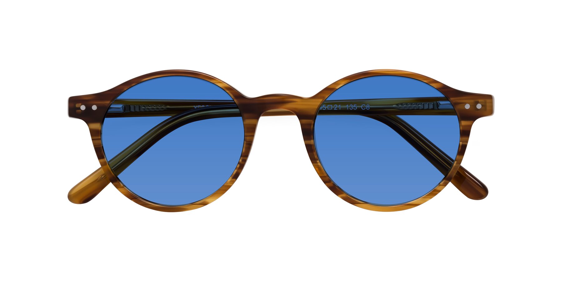 Folded Front of Jardi in Amber Striped with Blue Tinted Lenses