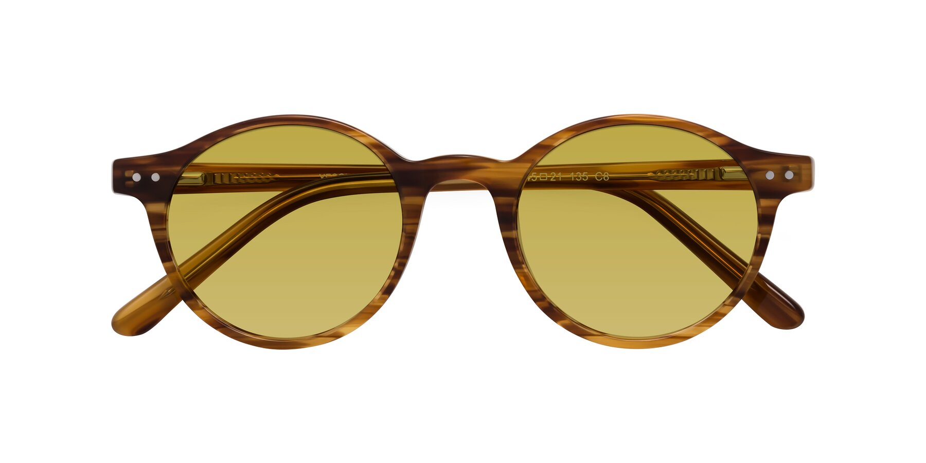 Folded Front of Jardi in Amber Striped with Champagne Tinted Lenses