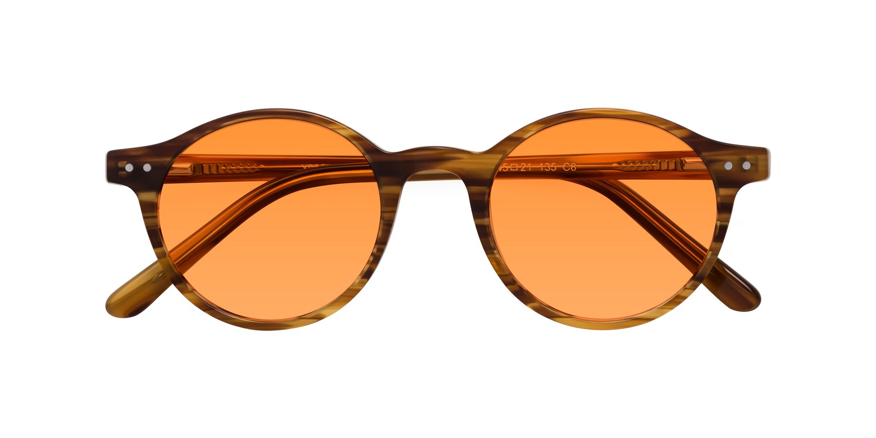 Folded Front of Jardi in Amber Striped with Orange Tinted Lenses