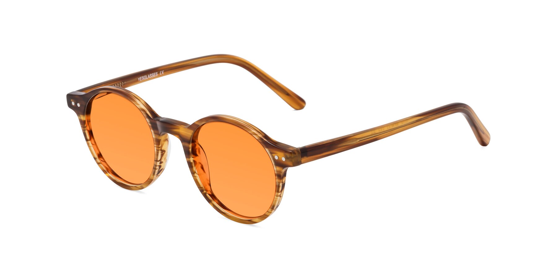 Angle of Jardi in Amber Striped with Orange Tinted Lenses