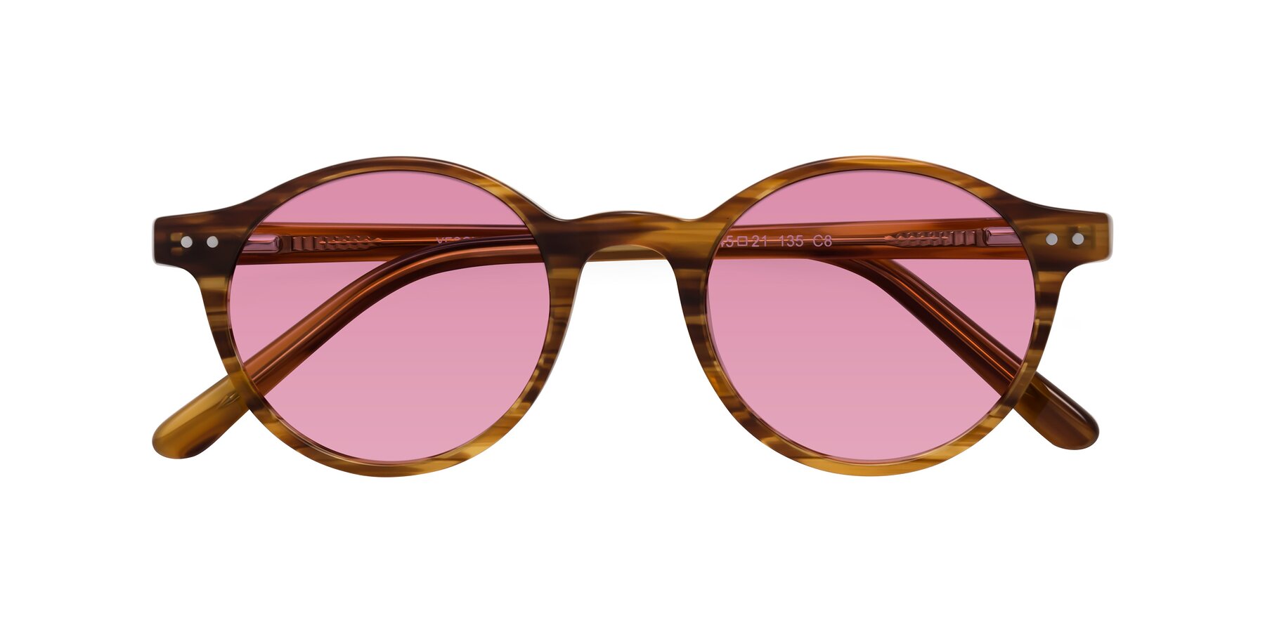 Folded Front of Jardi in Amber Striped with Medium Wine Tinted Lenses