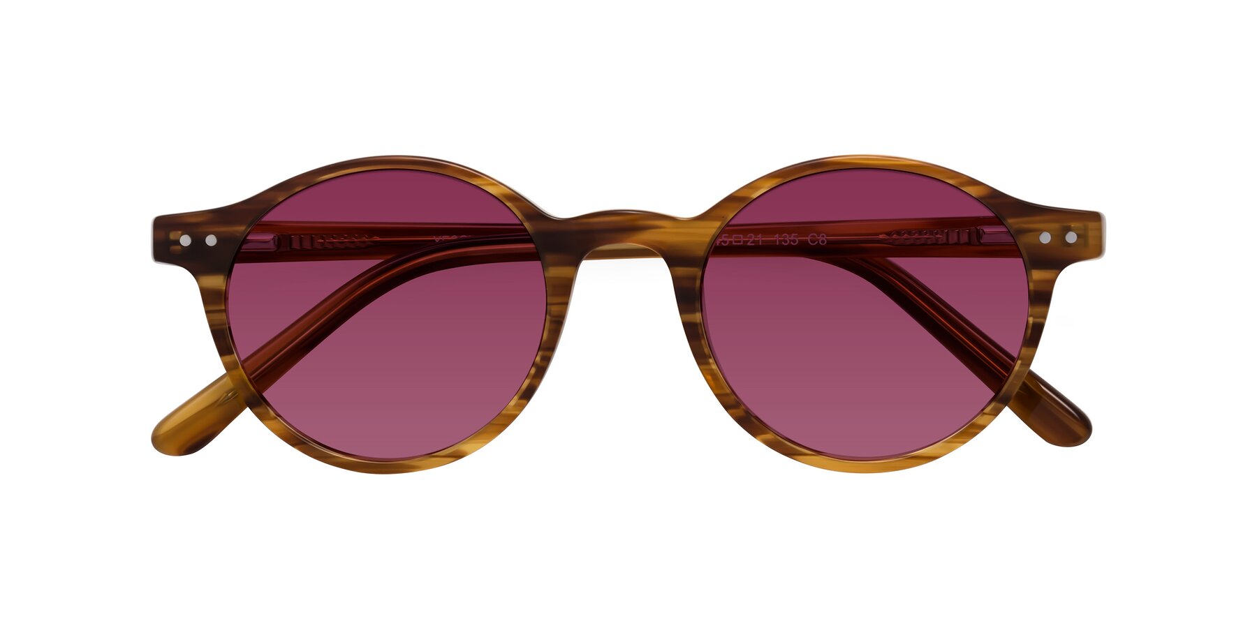 Folded Front of Jardi in Amber Striped with Wine Tinted Lenses