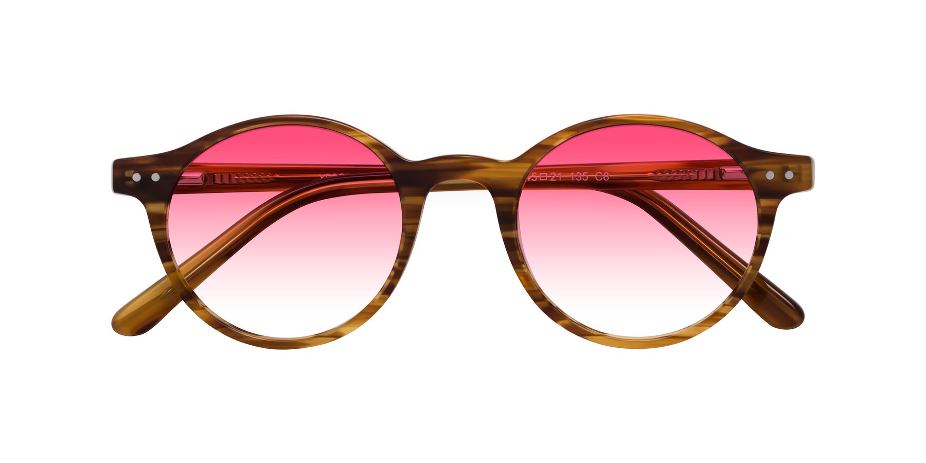 Folded Front of Jardi in Amber Striped with Pink Gradient Lenses