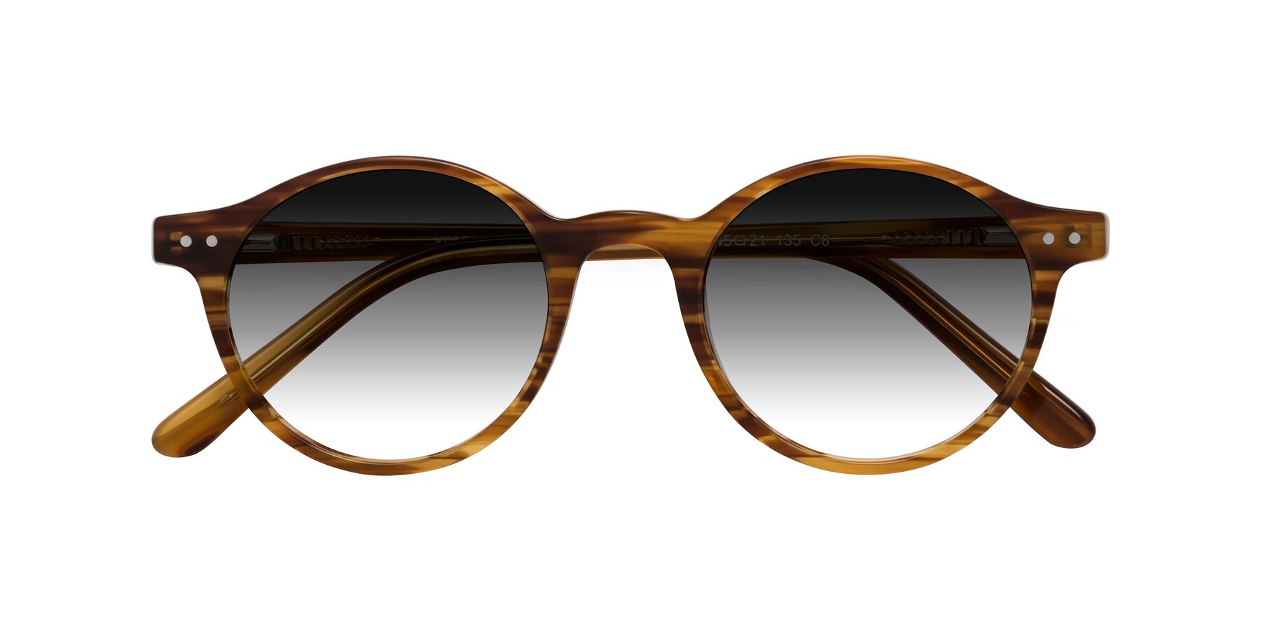 Folded Front of Jardi in Amber Striped with Gray Gradient Lenses