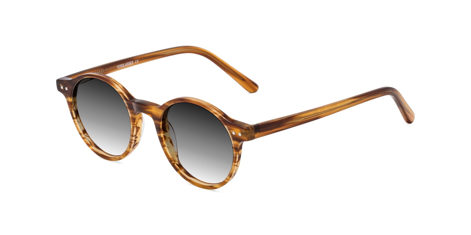 Angle of Jardi in Amber Striped with Gray Gradient Lenses