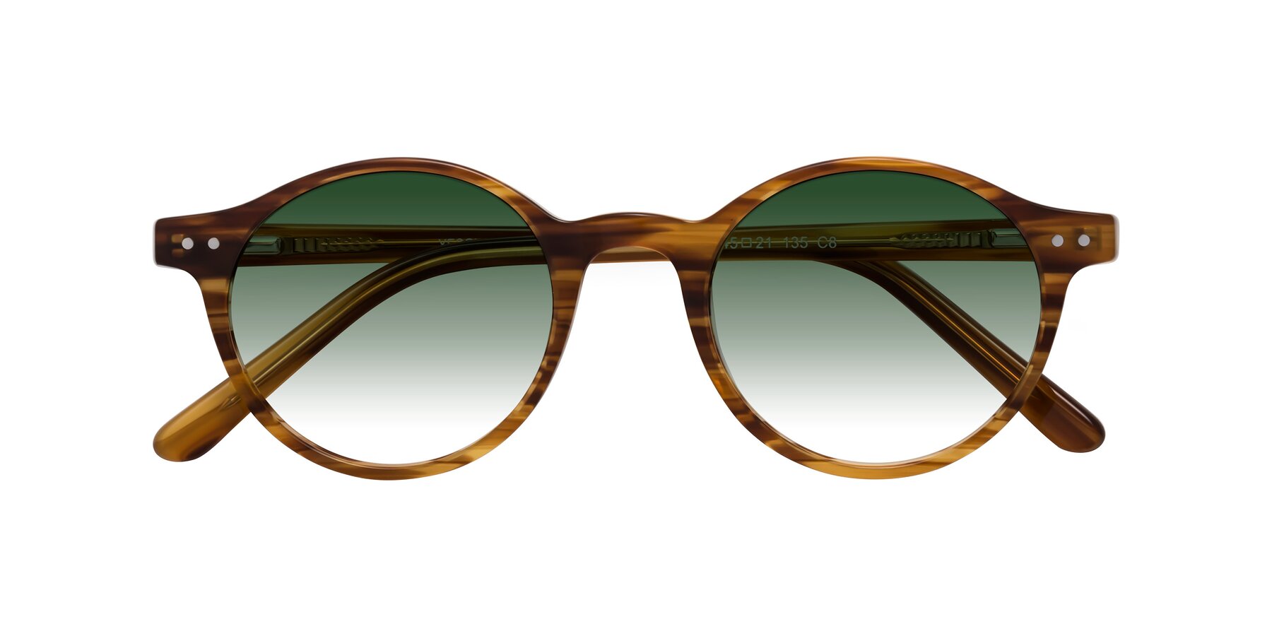 Folded Front of Jardi in Amber Striped with Green Gradient Lenses