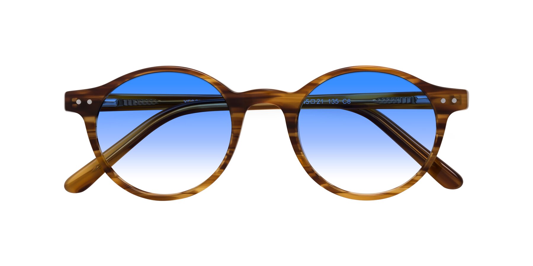 Folded Front of Jardi in Amber Striped with Blue Gradient Lenses