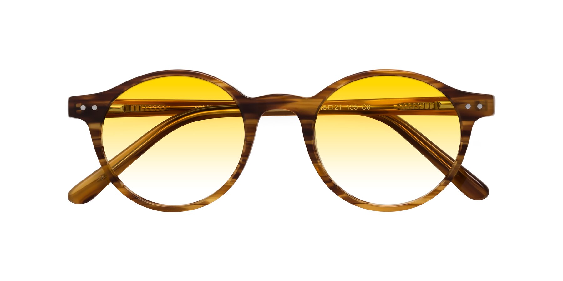 Folded Front of Jardi in Amber Striped with Yellow Gradient Lenses